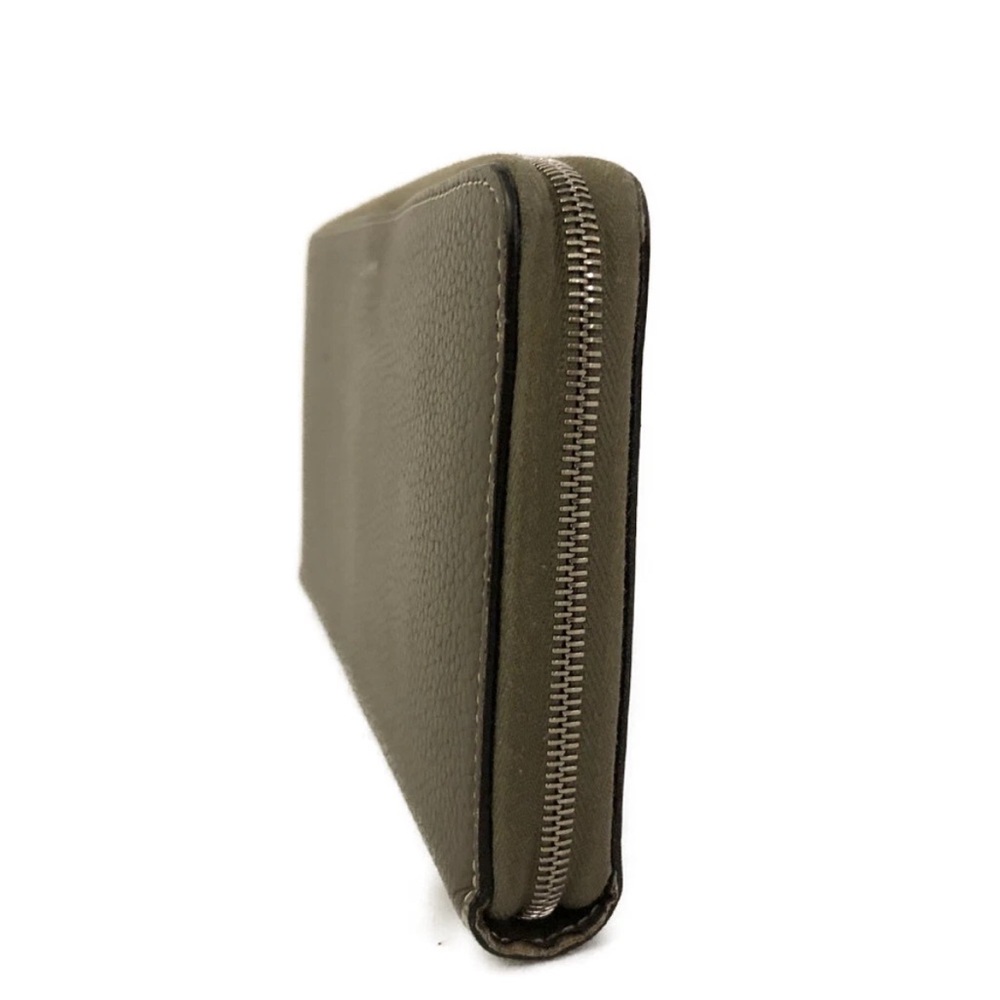Authentic CELINE Logo Grey x Yellow Leather White Stitch Zip Around Long Wallet - Picture 3 of 8